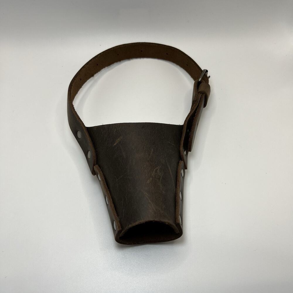 Taco Dog Full Grain Leather Handmade Dog Muzzle Guard Bourbon Brown Medium EUC